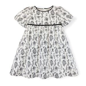 Hope & Henry White Black Heirloom Toile Puff Sleeve Party Dress 5